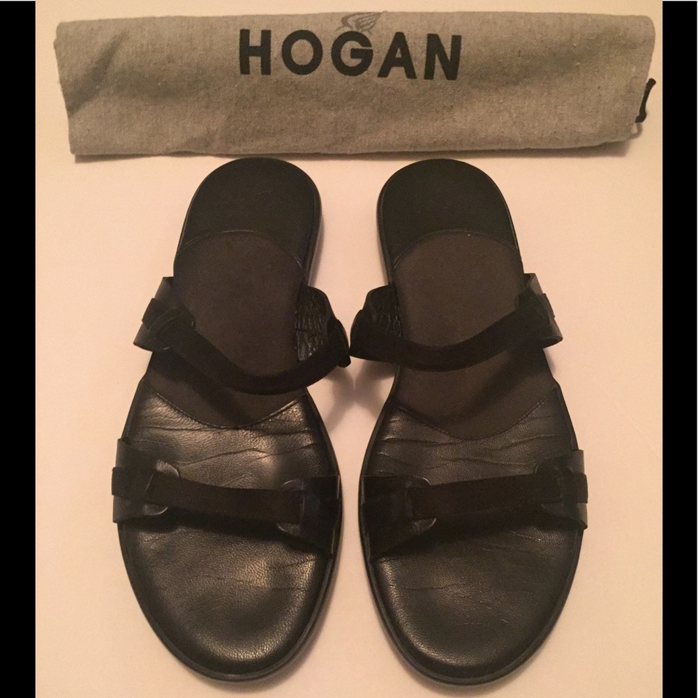 Vintage Hogan Sandals Genuine Leather Black Sz 6.5